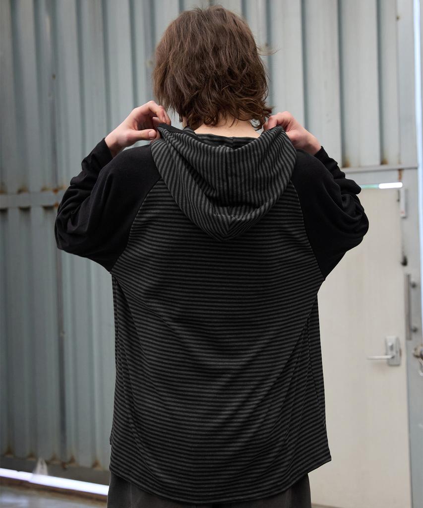 WAAR M1072 Hooded Henley Neck T-Shirt_Black