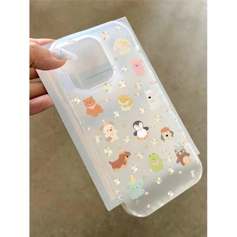 Floral Animal Apple 17 Pro Max iPhone Soft Case, Frosted Design for iPhone 16/15/14/13