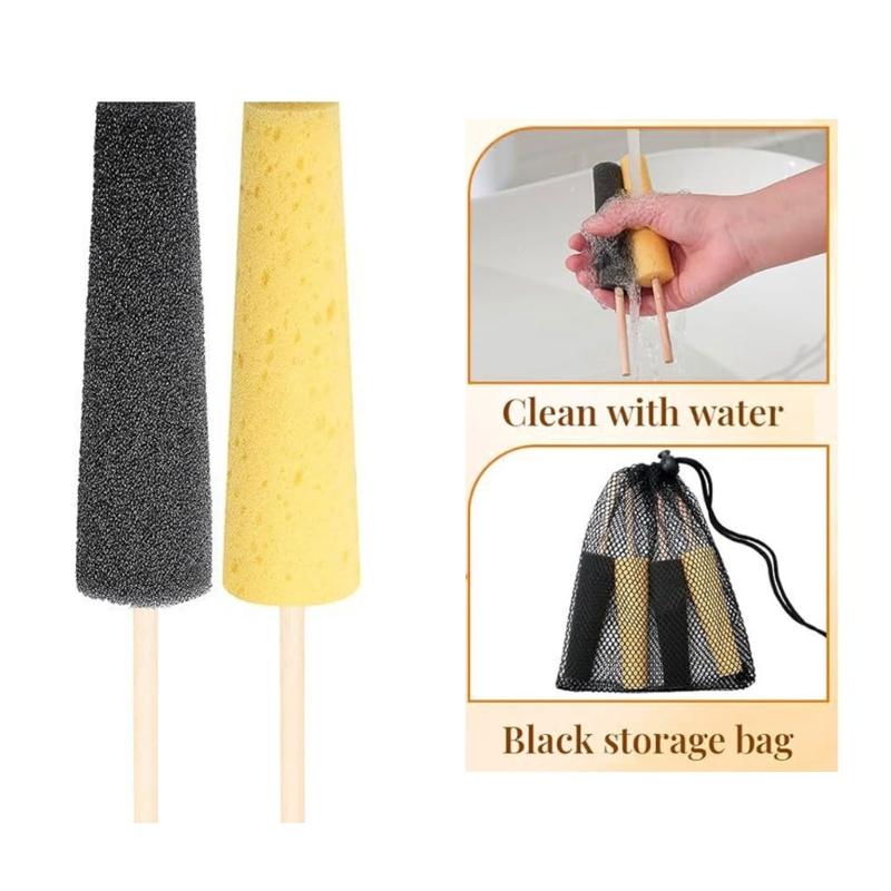 10 Stück Töpferwerkzeug zum Trimmen Schwamm am Stiel Holzgriff Keramikton Trimmschwammwerkzeug zum Formen Glätten
