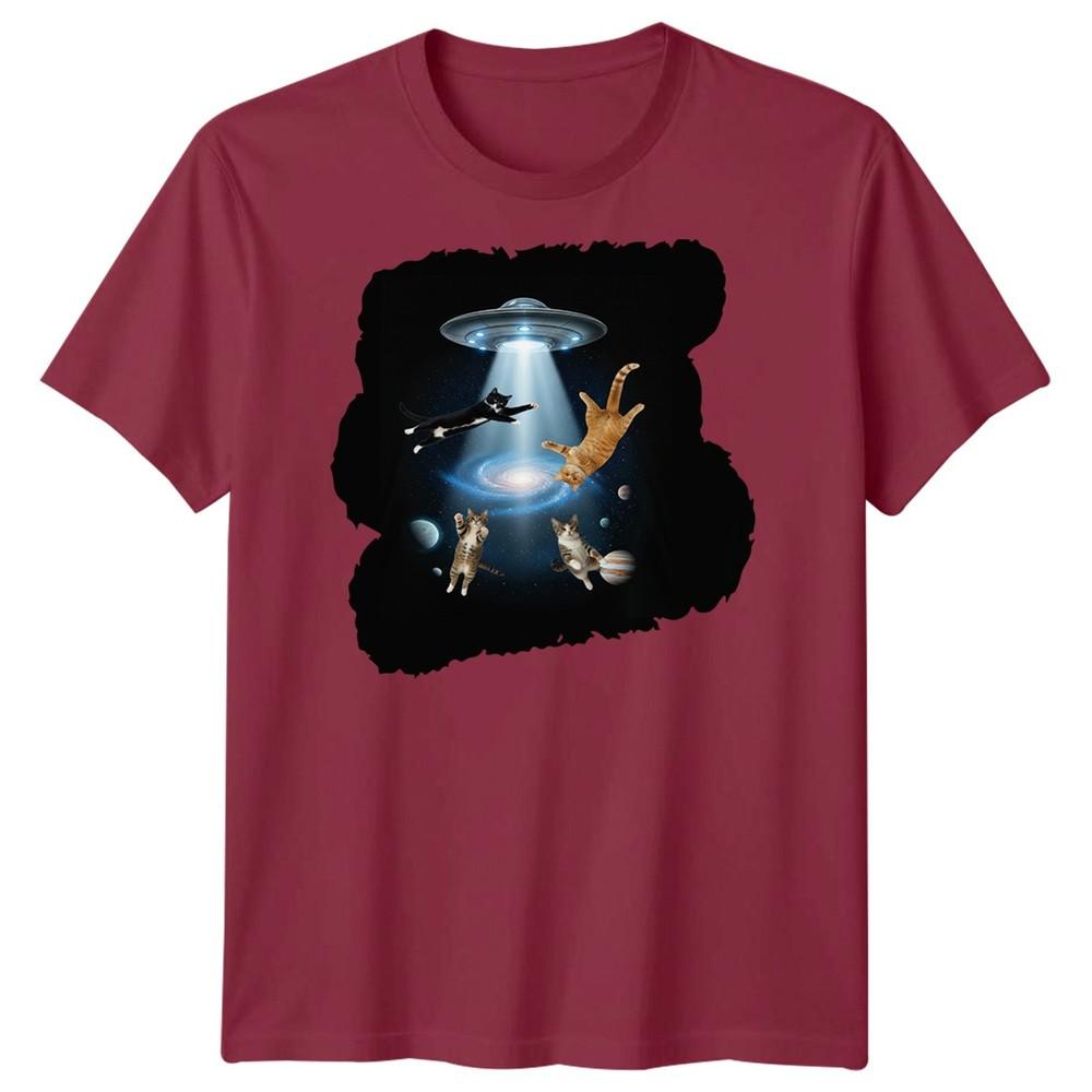 SciFi Alien Abduction Cats Ufo Unisexs TShirt Space Galaxy Graphic