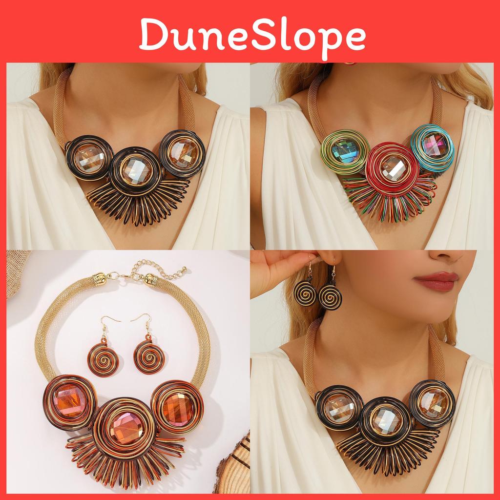 European Style Jewelry Set With Crystal Beads And Aluminum Wire For Women