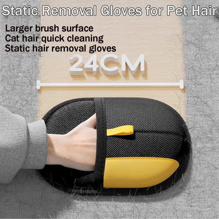 Gants de Toilettage Double Face Antistatiques, Épilation Douce Poils Animaux, Réutilisables Nettoyage Canapé Tapis Auto – 2PCS