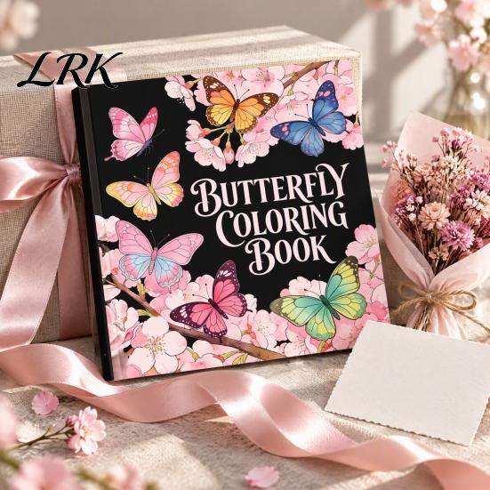 Drawing Book with Thick Pages Butterfly Coloring for Adults And Kids, Compact Size Artistic Stress Relief Tools Cotton Pulp Paper, Floral Patterns