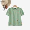 ZANZEA Women Floral Print Casual Round Neck Short Sleeve Blouse