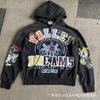 Premium Streetwear Hoodie With Rhinestone Embellishment Oversized Zip-Up Sweatshirt Men Cotton Blend Loose Fit
