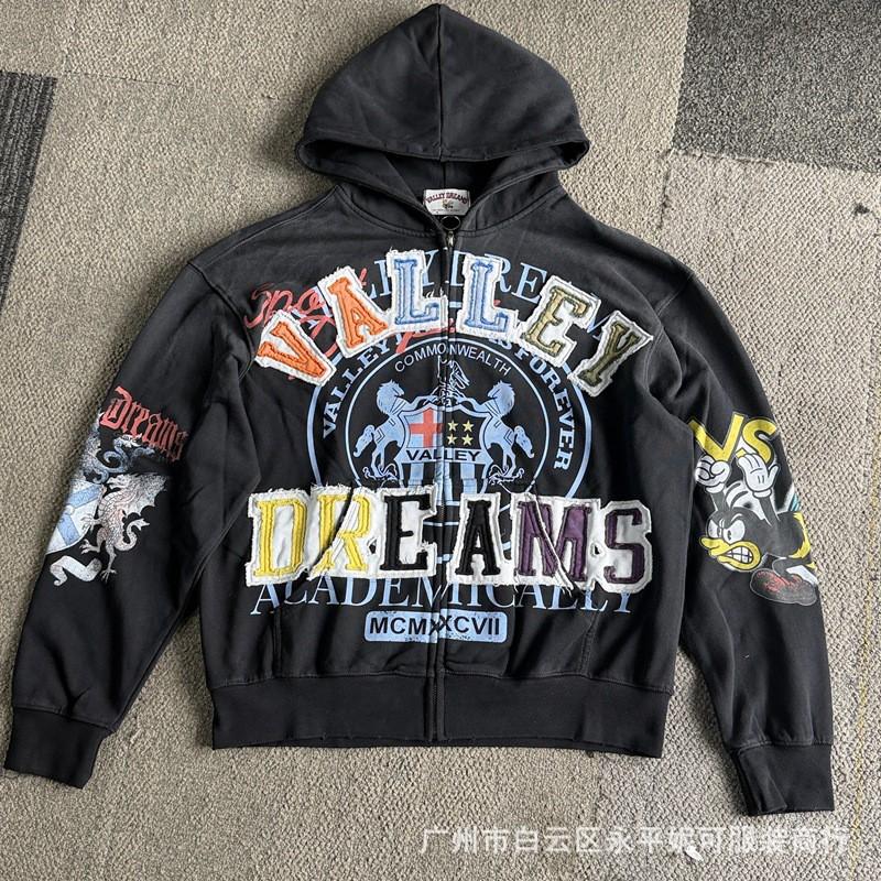 Premium Streetwear Hoodie With Rhinestone Embellishment Oversized Zip-Up Sweatshirt Men Cotton Blend Loose Fit