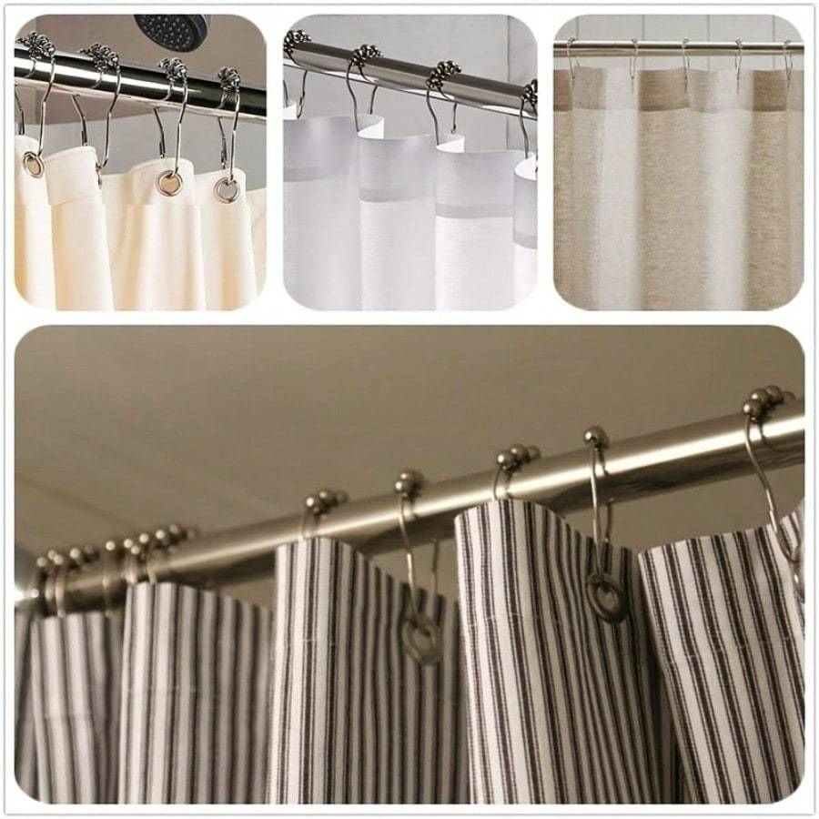 12pcs/set Shower Curtain Rings, Rust-Resistant Metal Shower Hooks Ring, for Bathroom Shower Rod Shower Curtain Hangers, Nickel