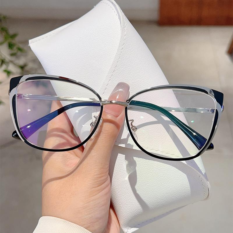 Oversized Cat Eye Glasses Women  New Vintage Design Decorative Eyewear Trendy Fashion Blue Light Blocking Eyeglasses