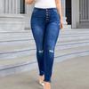 Women's Mid-Rise Stretch Jeans Fashion Straight Leg Denim Pants With Pockets