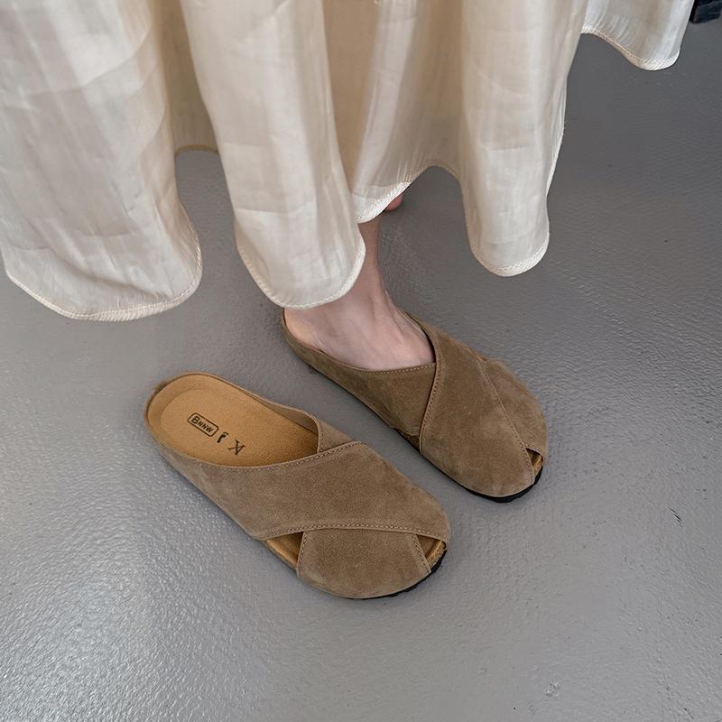 

Fashion New Style Fashion Women Slipper Designer Retro Women s Slippers Round Headed Flat Bottom Home Versatile Women s Cool Slippers 40 хаки