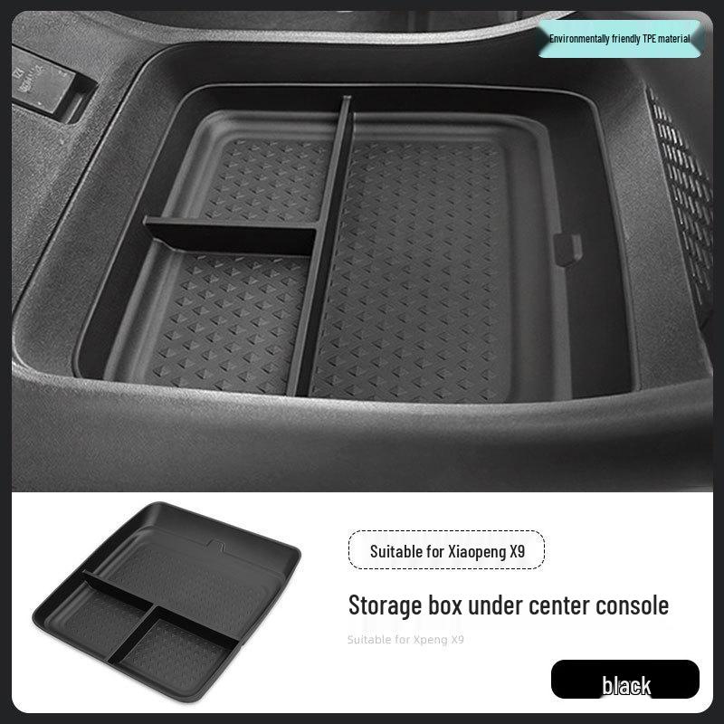 Compatible Storage Box for 2024-2026 XPeng X9 Models, Including Lower Compartment and Range Extender Versions.