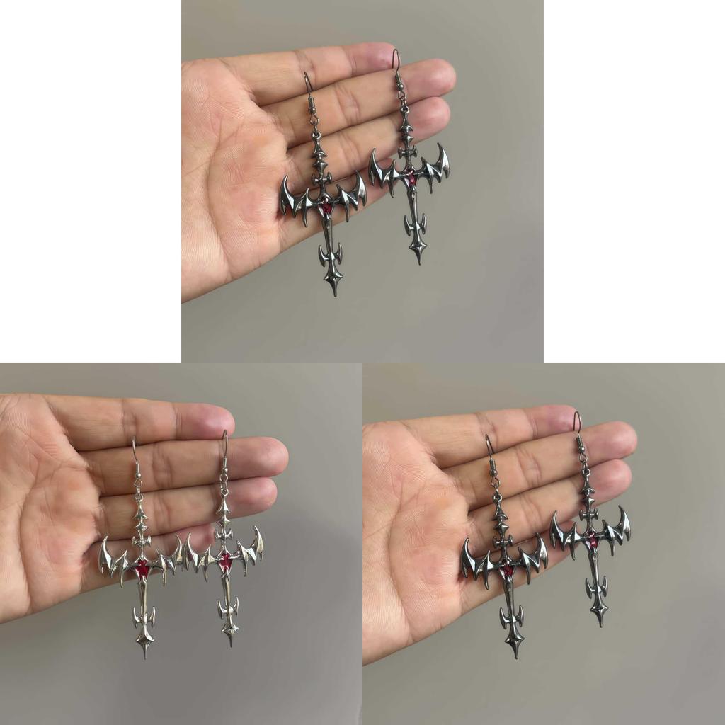 Vampire Jewelry Geometric Cross Pendant Earrings For Women Gothic Style