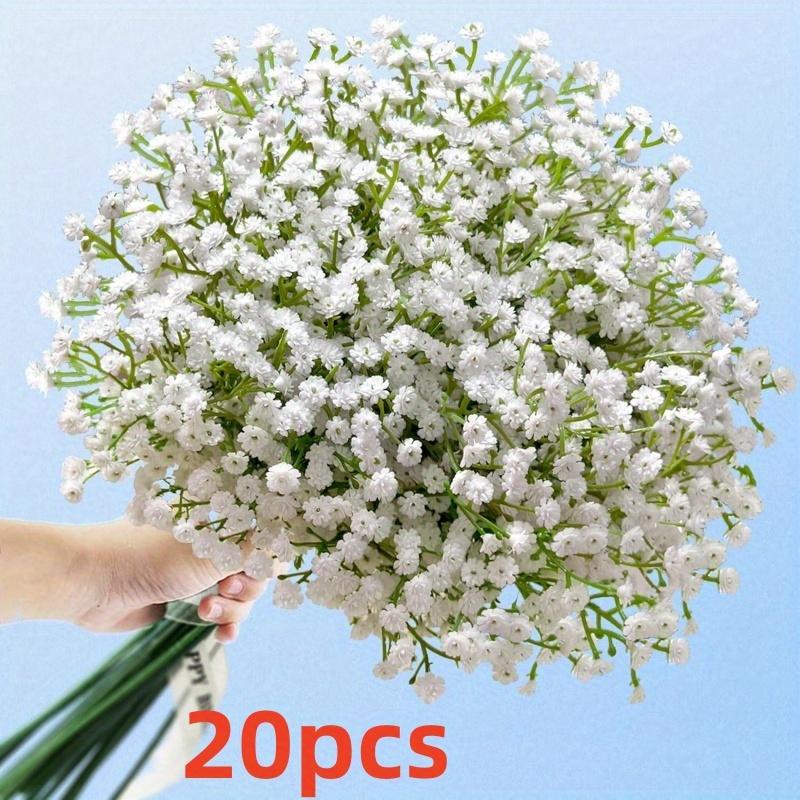 

20 шт. Белые искусственные цветы для свадебного декора, вазовых композиций и домашнего декора, свадебные украшения, цветы с натуральным видом, яркие зеленые стебли 20PCS белый