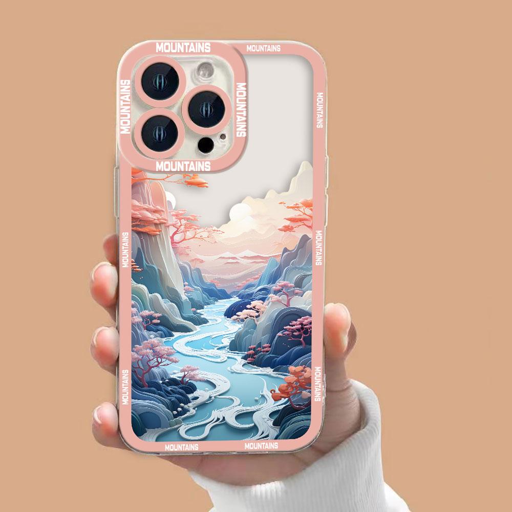 Snow Mountain Sunset Scenery Cover Clear Phone Case For Redmi Note 15 14 13 12 12S 11 11T 11S 10 9 10S 9S 8 Pro Plus Case Shell
