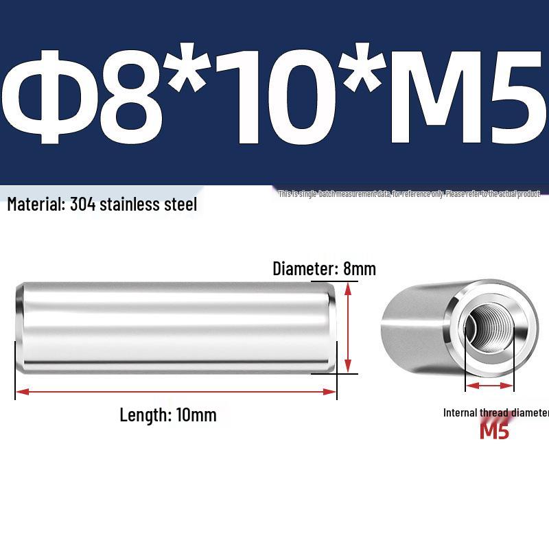 Pin Cilindric din Oțel Inoxidabil 304 cu Filet Interior M4/M6/M8 și Orificiu - Coloană de Suport și Ghidare