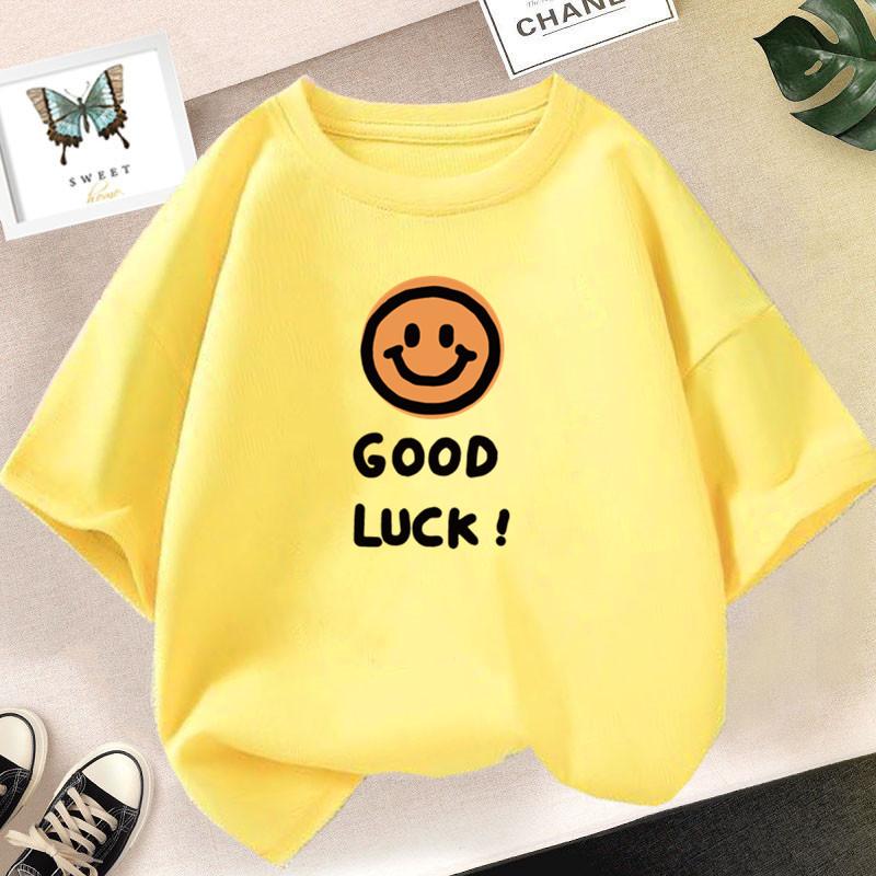 Happy Smile Design Girls Tshirt Kids Street Breathable Tops Personality Clothing Summer Cool Sports T-Shirts