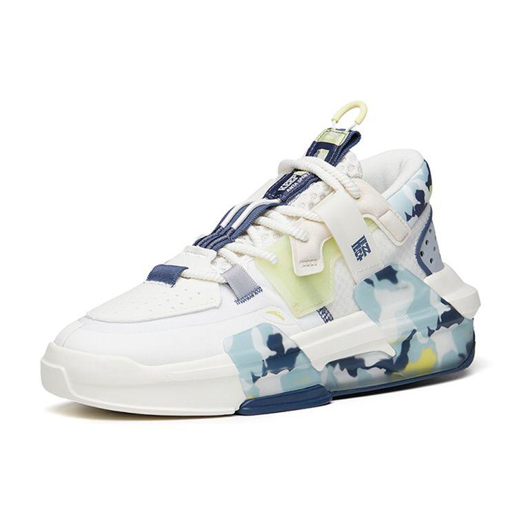 Anta Badass 3.0 Fashion Casual Slip Resistant Durable Low Top Skate Shoes Men Sneakers White Blue Green 112238084S-1