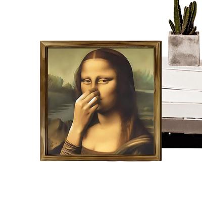 Mona Lisa Bathroom Wall Art Decor Covering Her Nose,Vintage Poster Print Toilet Funny Funny Canvas Painting Wall Home Decor Art