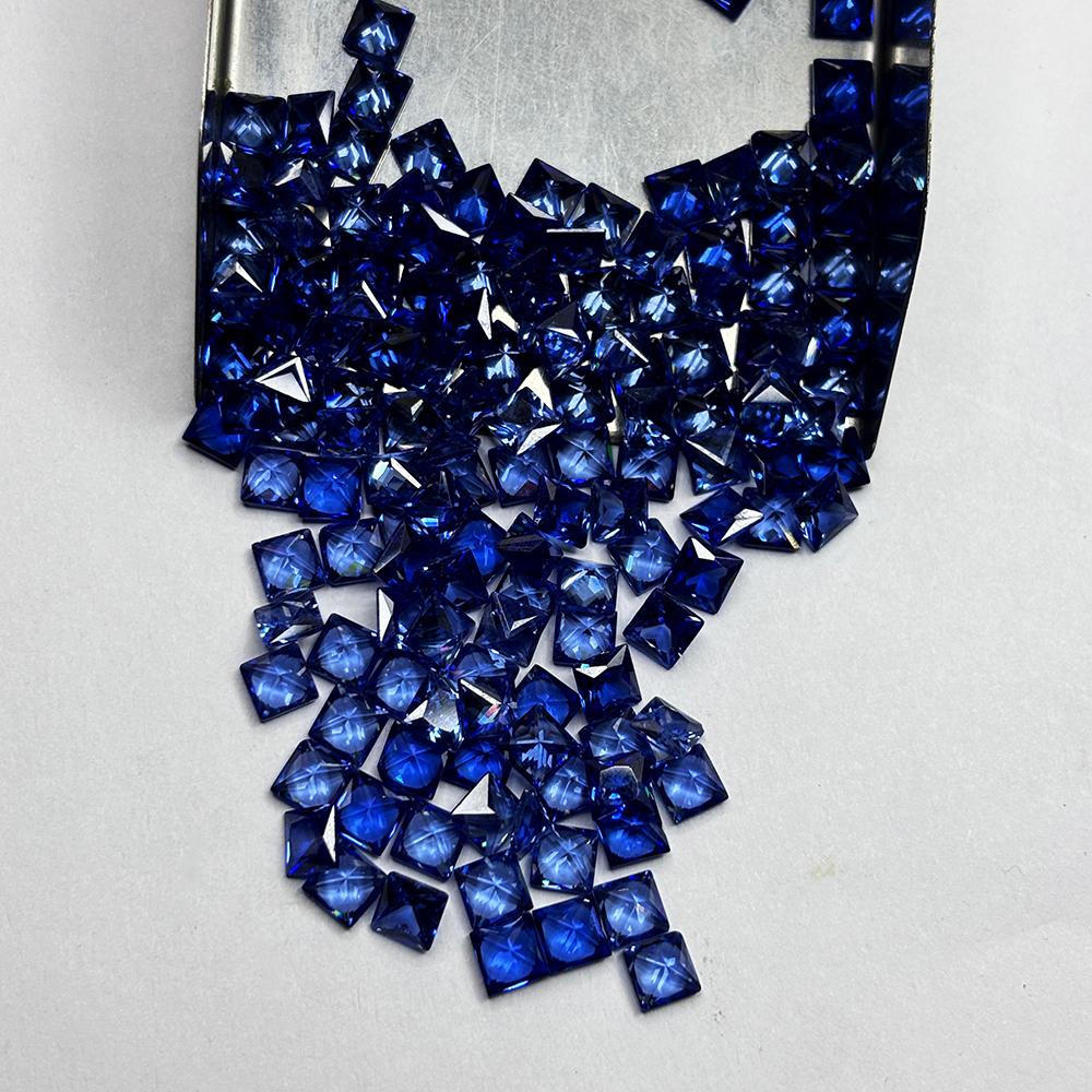 12.00 Ct Square Cut Natural Blue Sapphire Certified Loose Gemstone 5x5 mm Lot