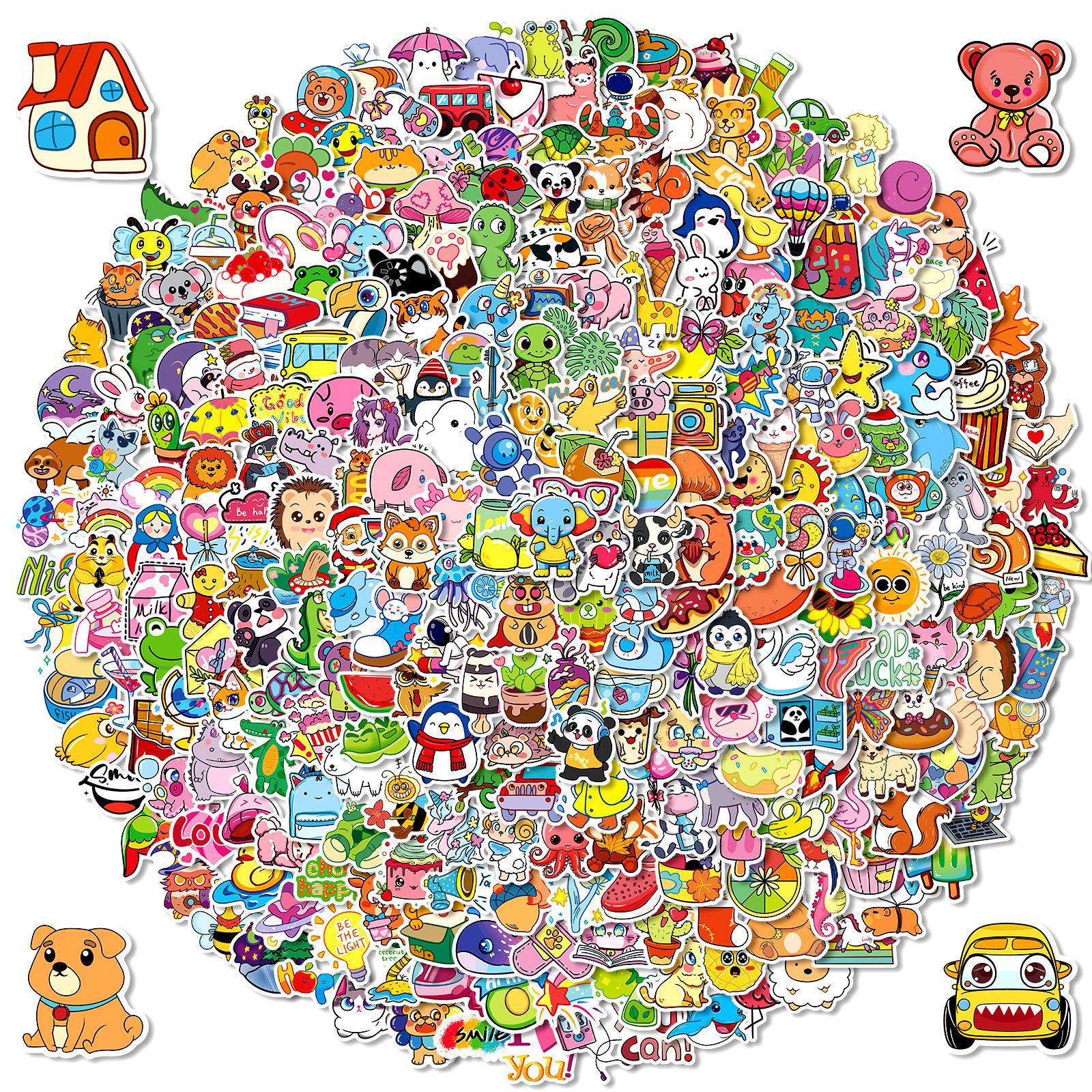 

50-300 Cartoon Cute Children Small Animals Graffiti Stickers Stationery Stickers