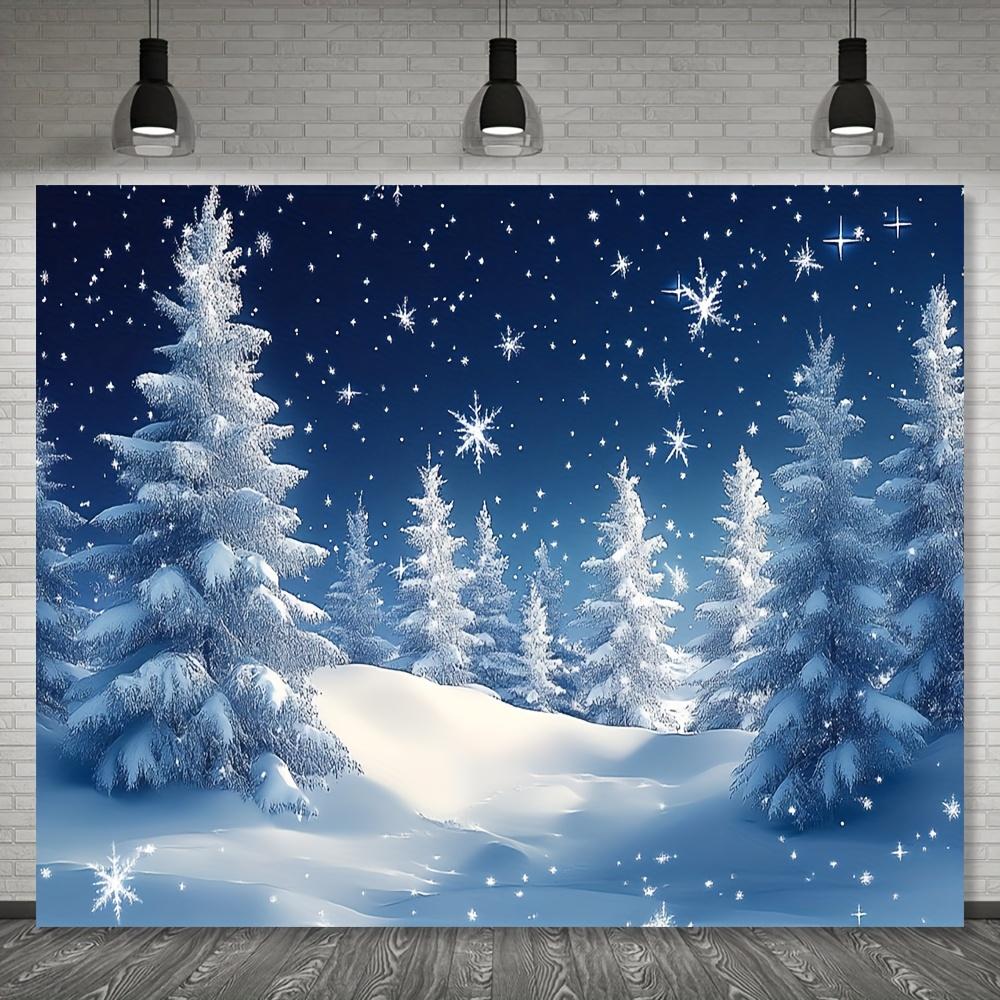 1Pcs Winter Night Sky Pine Decoration Background bedroom Backdrop Decorations For Photo Studio Photo Booth Christmas Party