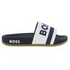 Mens Stripe Leather Slides