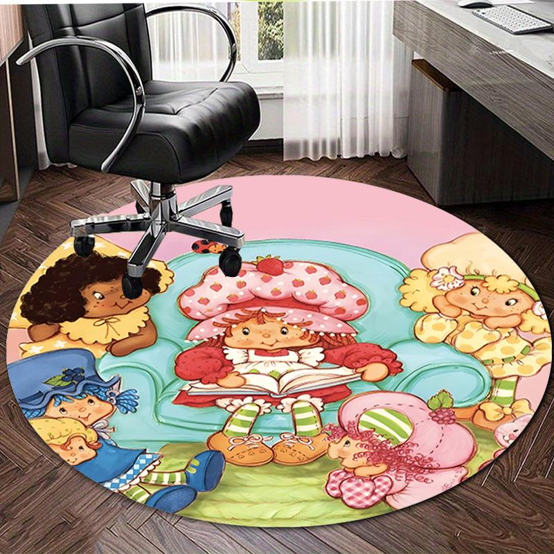 1pc Strawberry Princess4 Print Round Carpet Chair Round Carpet Suitable for Bedroom Living Room Home Decorative Carpet