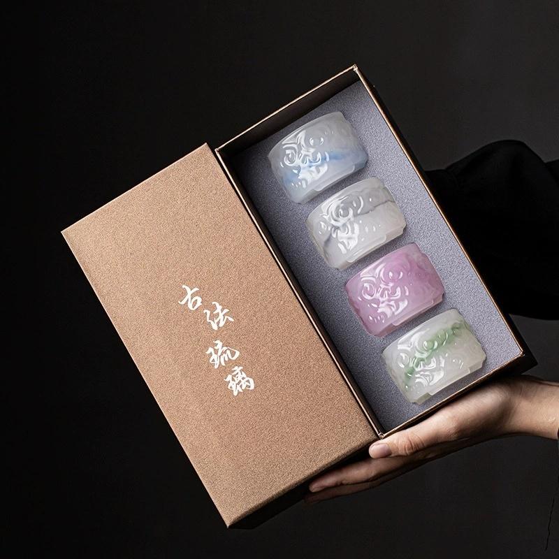 50ML Ceramic Tea Cups Exquisite Ice Carving Glaze Teacup Flower Fruit Tea Cup Baijiu Cup Sake Cup Household Tea Tasting Cups