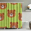 Animal Pattern Shower Curtains Cartoon Bears Design In Green Brown For Bathroom Decorations Waterproof Fabric Material With Ring
