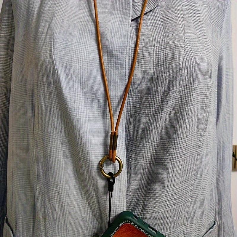 New Cowhide Leather Lanyard with Strong Clip - Long Hanging Rope Keychain for Keys ID Badge Mobile Phone