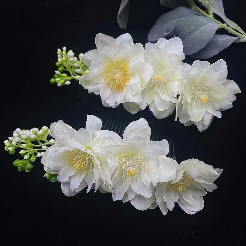 1pc Design Flower Retro Simulated Hair Side Floral Hair Comb Bridal Party Accessories