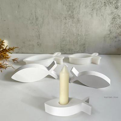 Fish Shape Candlestick Silicone Mold New  Plaster Candle Holders Home Decor Casting Moulds Resin Fish Ornaments Molds Gifts