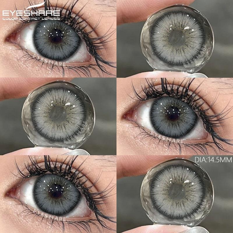 1 Pair Colored Contact Lenses for Eyes Black Big Lens Gray Pupils Lenses Brown Lenses Fashion Eye Contacts Yearly