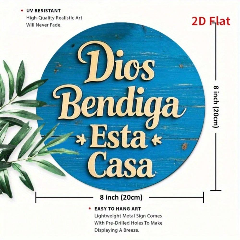 Vintage God Bless This Home Metal Wall Art 8x8 Inch Round Outdoor Cafe Garden Plaque Perfect Gift Cottage Decoration