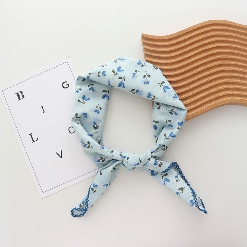 Spring and Summer New Style 100% Cotton Printing Square Scarf Towel Women's All-Matching Graceful Scarf Headcloth Headband