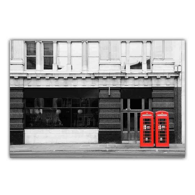 

Скандинавский городской уличный пейзаж ретро-искусство холст картина красная телефонная будка постер офис гостиная украшение дома фреска без рамки 21*30cm No Frame