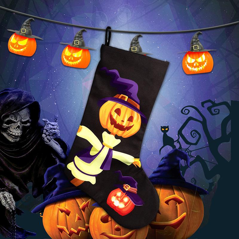 

Хэллоуин Тематический Чулок Подарочный Мешок Уникальный Носок Подвеска Украшение для Конфет Угощений Идеальный Сценический Орнамент Праздничный Тканевый Мешок