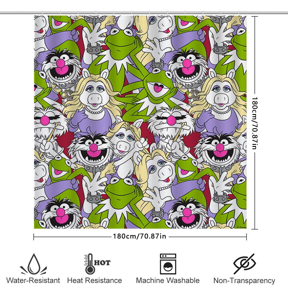 Duschvorhang mit Cartoon-Muster, Kinderzimmerdekoration, bunter Tierdruck, wasserdichter Badezimmervorhang.