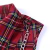 Women Check Waistcoat Punk Vest Tank Crop Top Chain Gothic Sleeveless Shirt