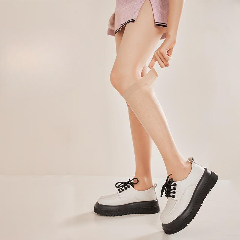 Ultra-thin Mid-calf Stockings for Women, Summer Knee-high Concealer Beauty Socks, Slightly Press To Show Slim Legs