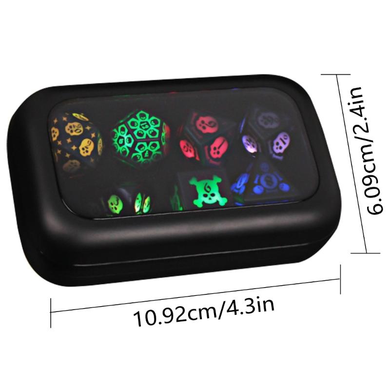 7Pcs Rechargable Glowing LED Dices Role Playings Game Polyhedral Dices LED Electronic Dices for Tabletop Game Player