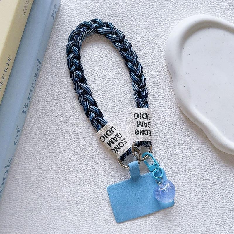 Fashion Mobile Phone Lanyard Hanging Decoration Can Be Carried Twist Rope Anti-loss Love Heart Pendant Strong Wrist Short Straps