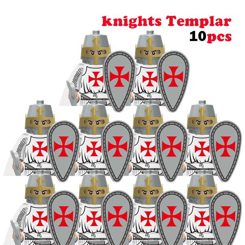 10 st MOC Medeltida Slott Riddare Rom Soldater Byggklossar Militär Forntida Egypten Mumiefigurer Krigare Vakt Vapen Kloss
