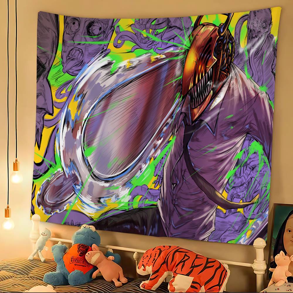Anime Chainsaw Man Tapestry Art Printing Japanese Wall Tapestry Anime Wall Hanging Home Decor