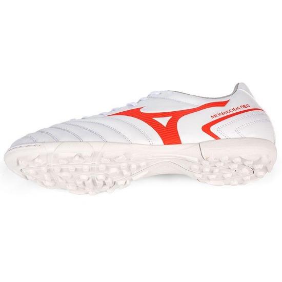 Mizuno Monarcida Skóra Syntetyczna Trwałe Buty Piłkarskie Męskie Buty Piłkarskie Biało-Czerwone P1GD222562