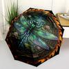 Dragonfly Pond Emblem pattern umbrella, portable and foldable design, 8 ribs, a casual accessory for Halloween, Christmas, and birthday gifts.