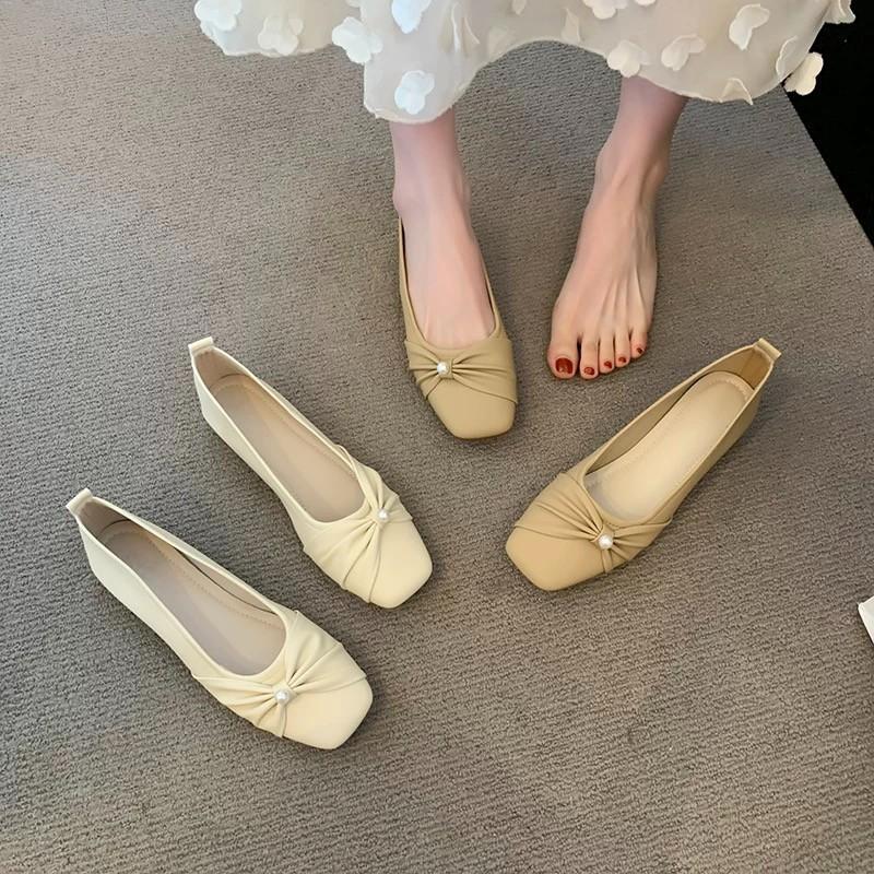 French Low-heeled Mary Jane Evening Single Shoes Women's 2025 New Flat-bottomed Versatile Skirt Grandma Shoes Mother Ladyshoes