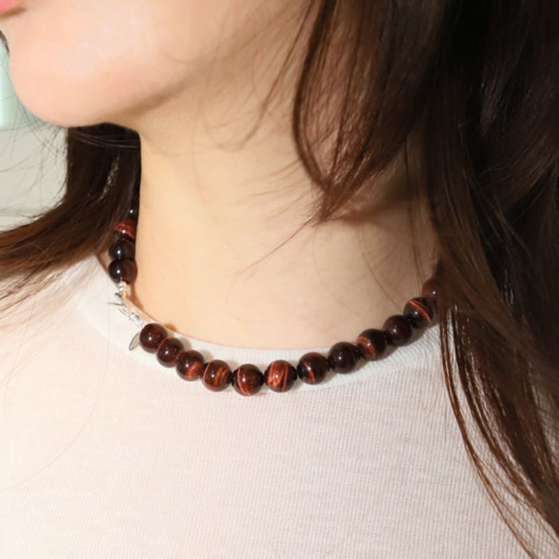 

August Harmony Red Tiger Eye Necklcae / 10mm Red Tiger Eye