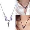 Elegant Butterfly Crosses Pendant Necklace Alloy Neckchain Fashion Accessory For Daily Wear Special Occasions