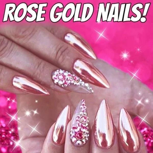 Ultrafine Rose Gold Nail Powder Mirror Nails Glitter Powders Chrome Pigment Womens Fashionable Sexy Nailing Art Accessories